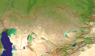 Kazakhstan Satellite + Borders 2000x1171